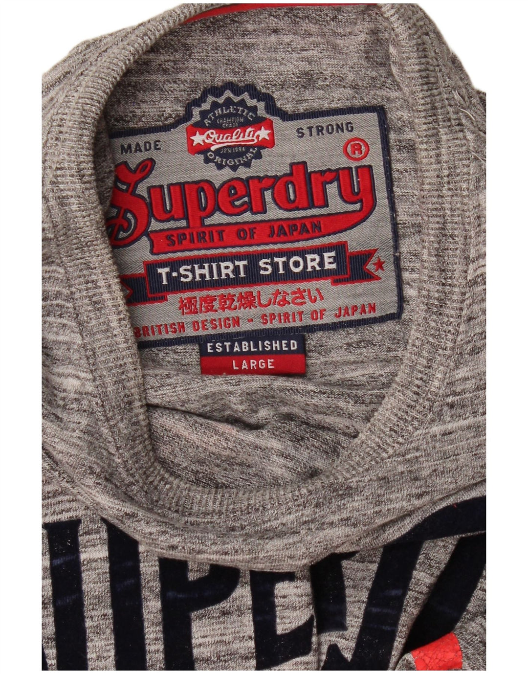 Superdry Mens Graphic T-Shirt Top Large Grey Flecked