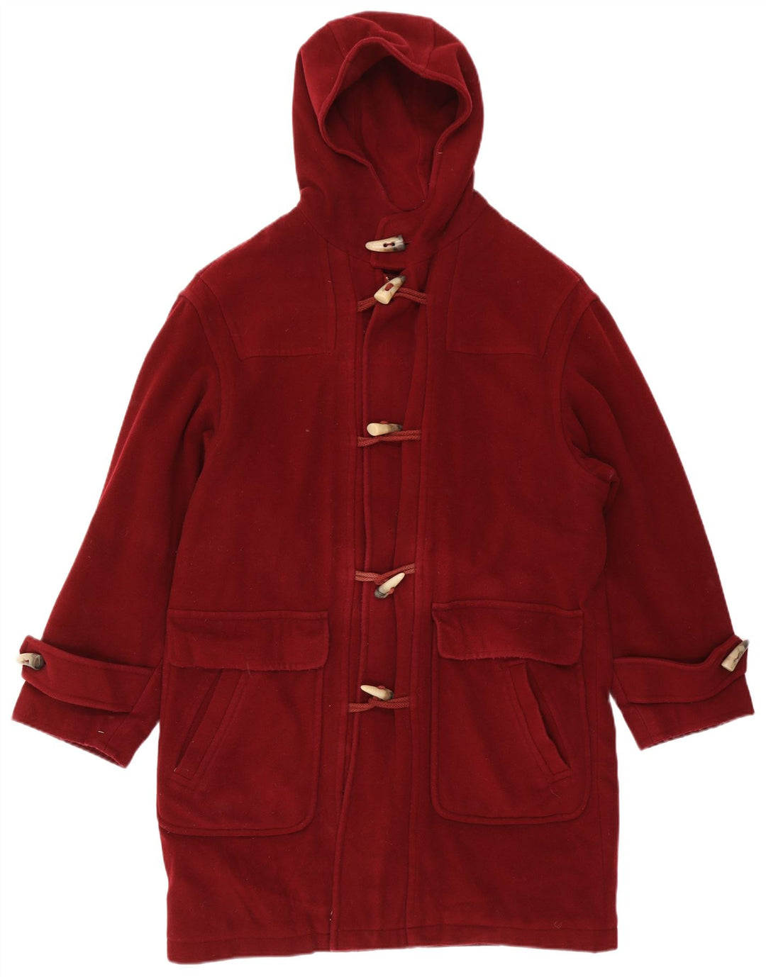 Vintage Womens Hooded Duffle Coat IT 52 2XL Red Wool