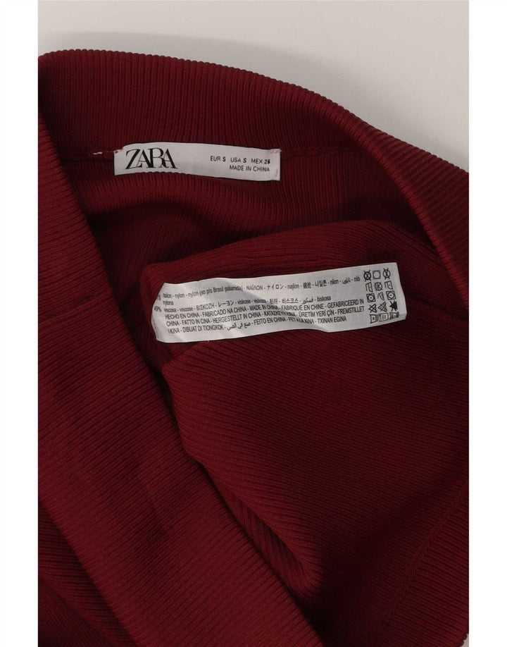 Zara Womens Mini Skirt Small W26 Burgundy Nylon