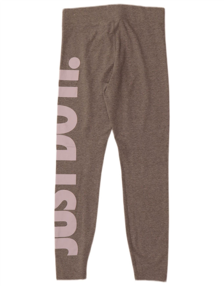 Nike Womens Graphic Leggings UK 12 Medium  Grey Cotton