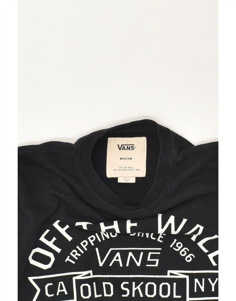 VANS Mens Graphic Sweatshirt Jumper Medium Black Cotton | Vintage Vans | Thrift | Second-Hand Vans | Used Clothing | Messina Hembry 