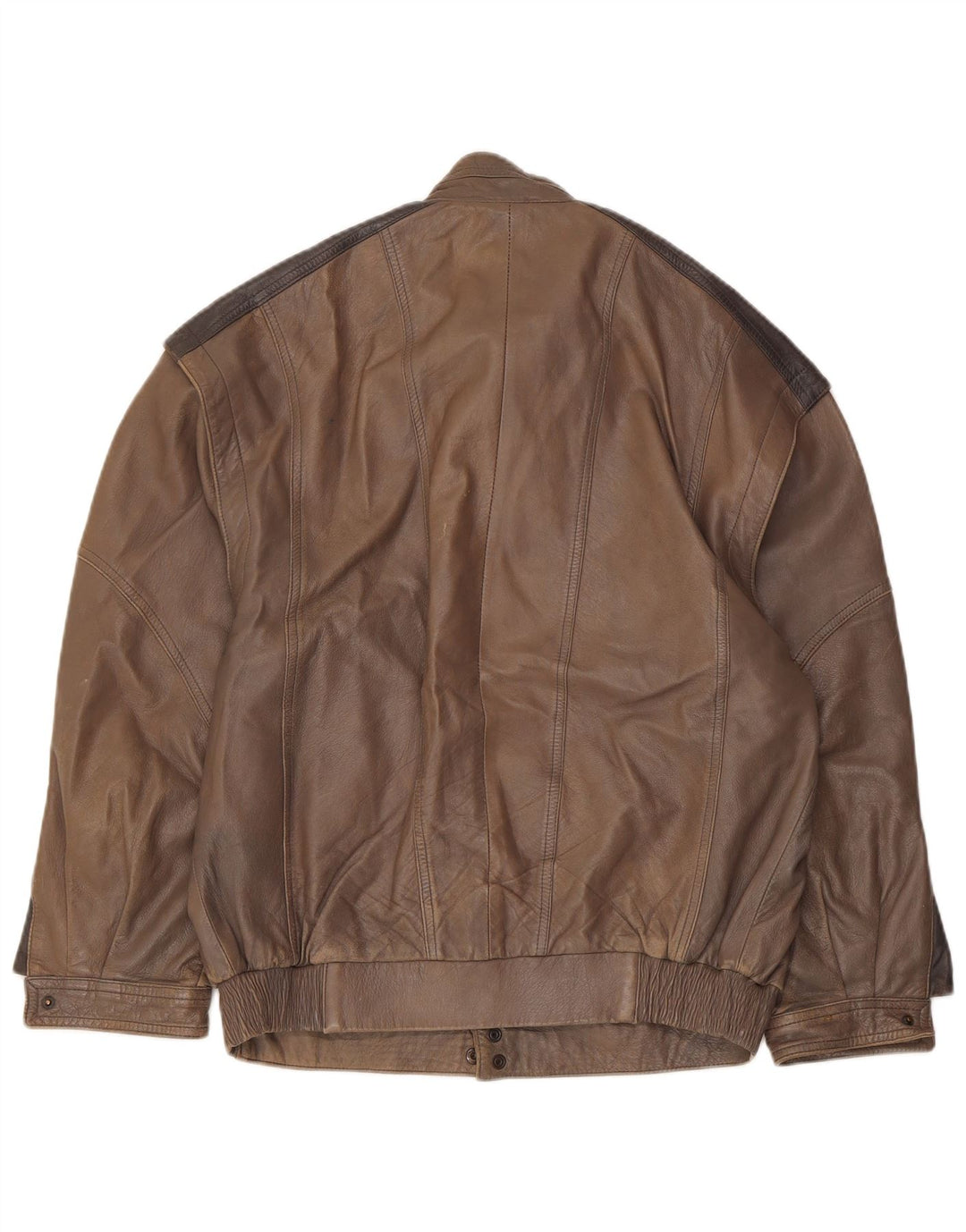 Vintage Mens Leather Jacket IT 48 Medium Brown Colourblock Leather