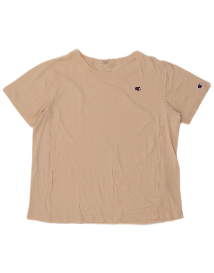 Champion Womens T-Shirt Top UK 16 Large Beige Cotton