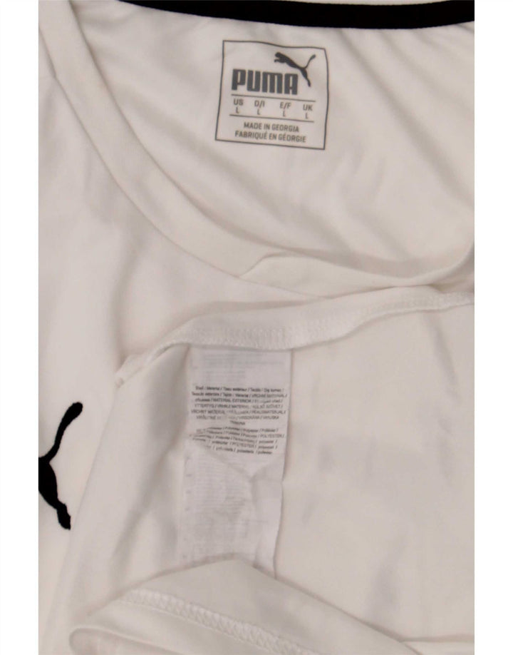 Puma Mens T-Shirt Top Large White Colourblock Polyester