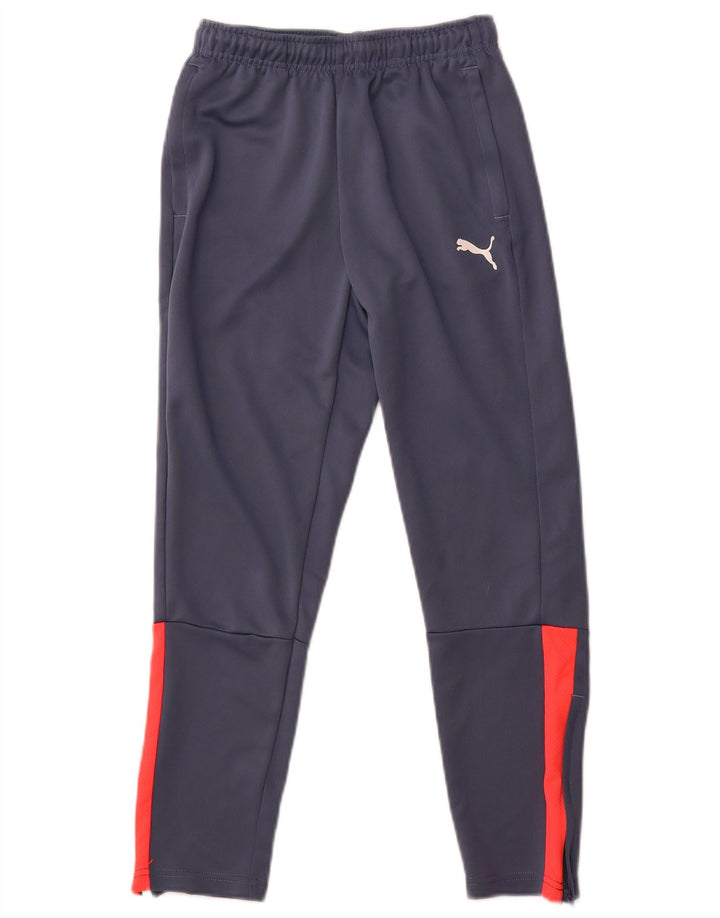 Puma Boys Tracksuit Trousers 11-12 Years Navy Blue Colourblock Polyester