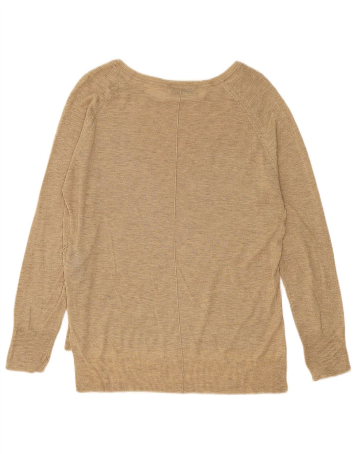 Zara Womens Boat Neck Jumper Sweater UK 14 Medium Beige Viscose