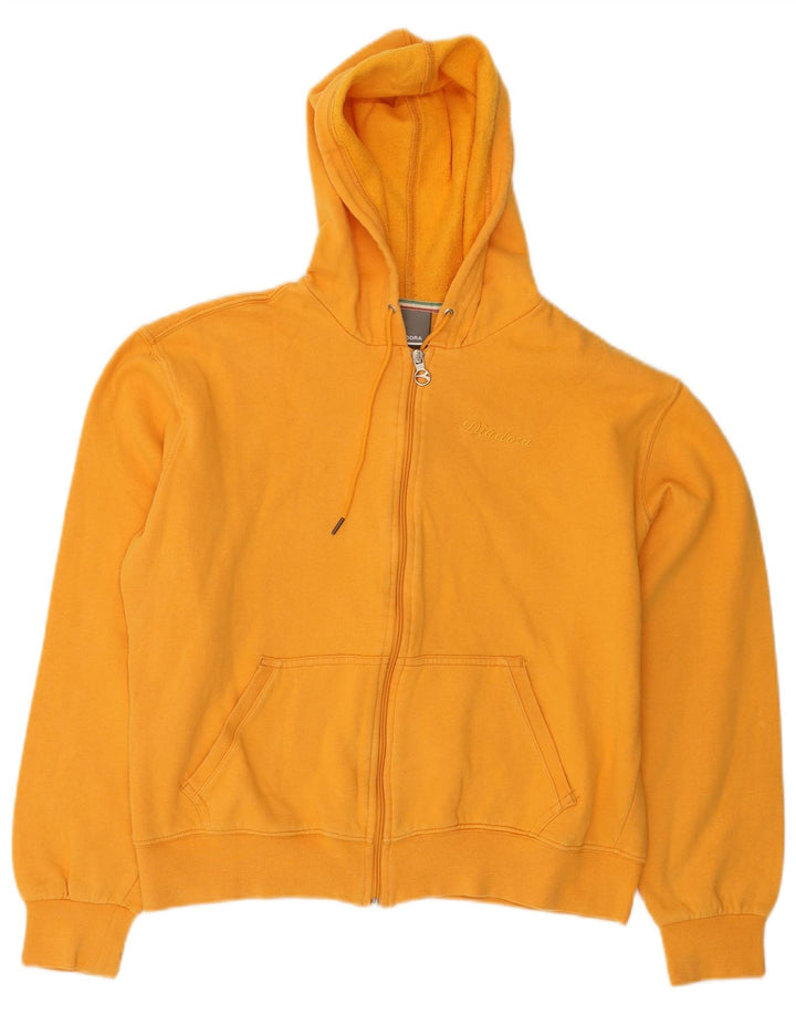 DIADORA Womens Crop Zip Hoodie Sweater UK 18 XL Orange Cotton
