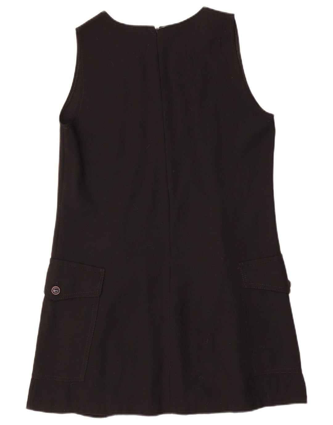 Vintage Womens Sleeveless A-Line Dress UK 12 Medium Black Wool