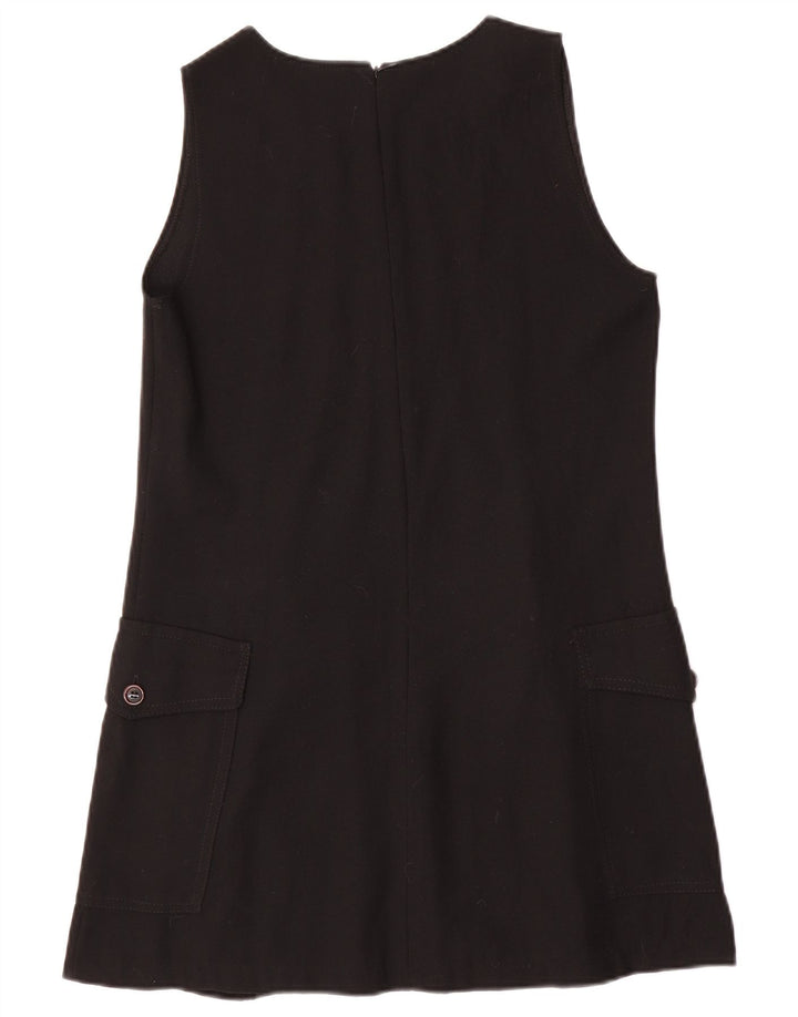 Vintage Womens Sleeveless A-Line Dress UK 12 Medium Black Wool