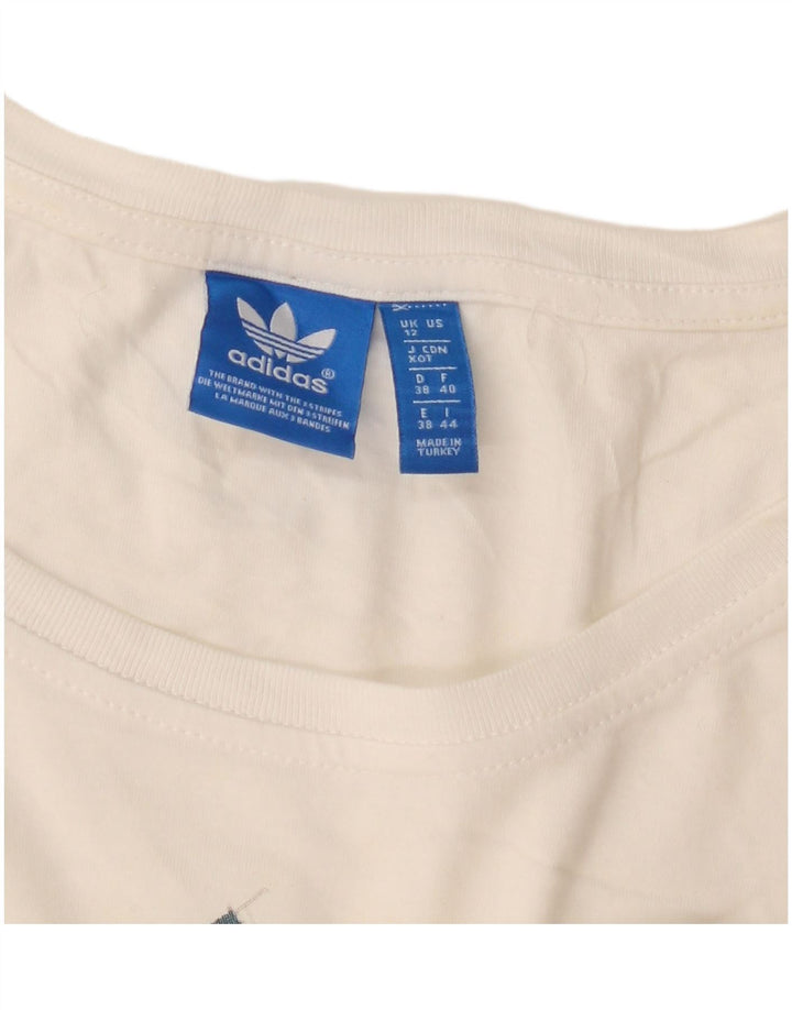 Adidas Womens Graphic T-Shirt Top UK 12 Medium White