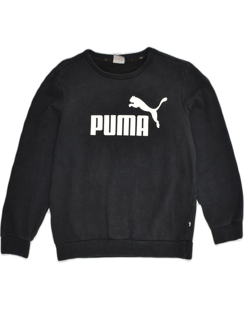 PUMA Womens Graphic Sweatshirt Jumper UK 10 Small Black Cotton | Vintage Puma | Thrift | Second-Hand Puma | Used Clothing | Messina Hembry 