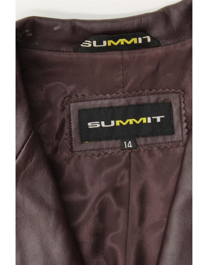 Summit Womens 3 Button Leather Blazer Jacket UK 14 Medium Burgundy Leather