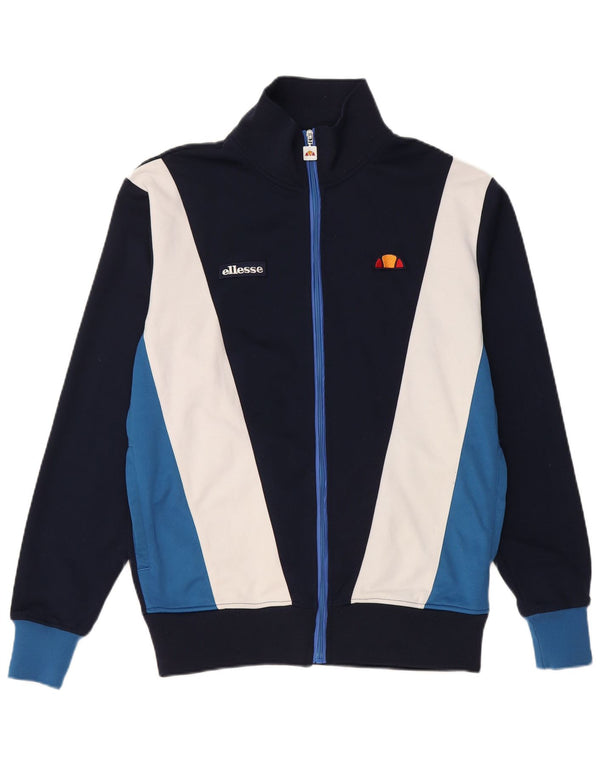 Ellesse Mens Tracksuit Top Jacket Medium Navy Blue Colourblock Cotton