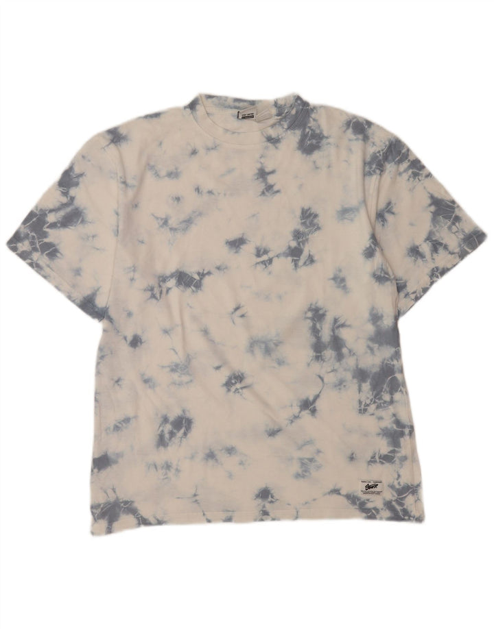 Pull & Bear Mens T-Shirt Top XS White Tie Dye Cotton