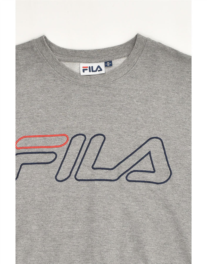 FILA Womens Graphic Sweatshirt Jumper UK 14 Medium Grey Cotton | Vintage Fila | Thrift | Second-Hand Fila | Used Clothing | Messina Hembry 