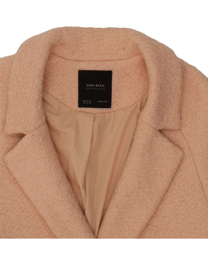ZARA Womens Loose Fit Double Breasted Coat UK 6 XS Pink Polyester Vintage Zara and Second-Hand Zara from Messina Hembry 