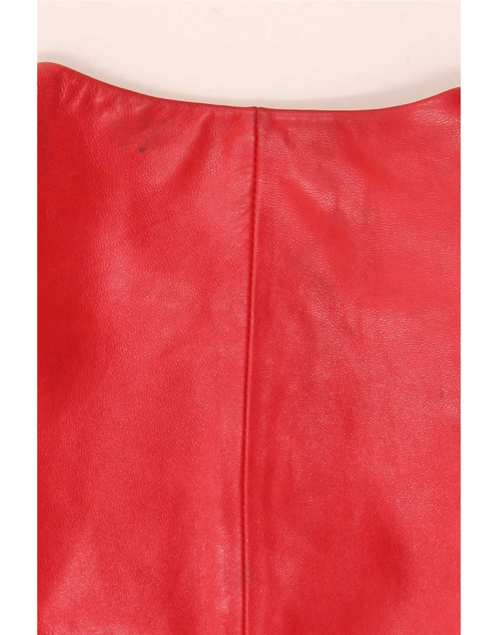Marc Cain Womens 4 Button Leather Blazer Jacket US Small Red
