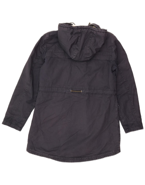 White Stuff Womens Hooded Parka Jacket UK 8 Small Navy Blue Cotton