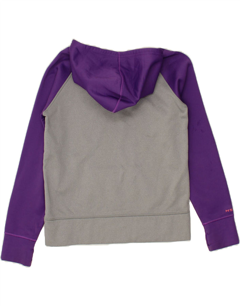 UNDER ARMOUR Girls Graphic Hoodie Jumper 13-14 Years XL Grey Colourblock | Vintage Under Armour | Thrift | Second-Hand Under Armour | Used Clothing | Messina Hembry 