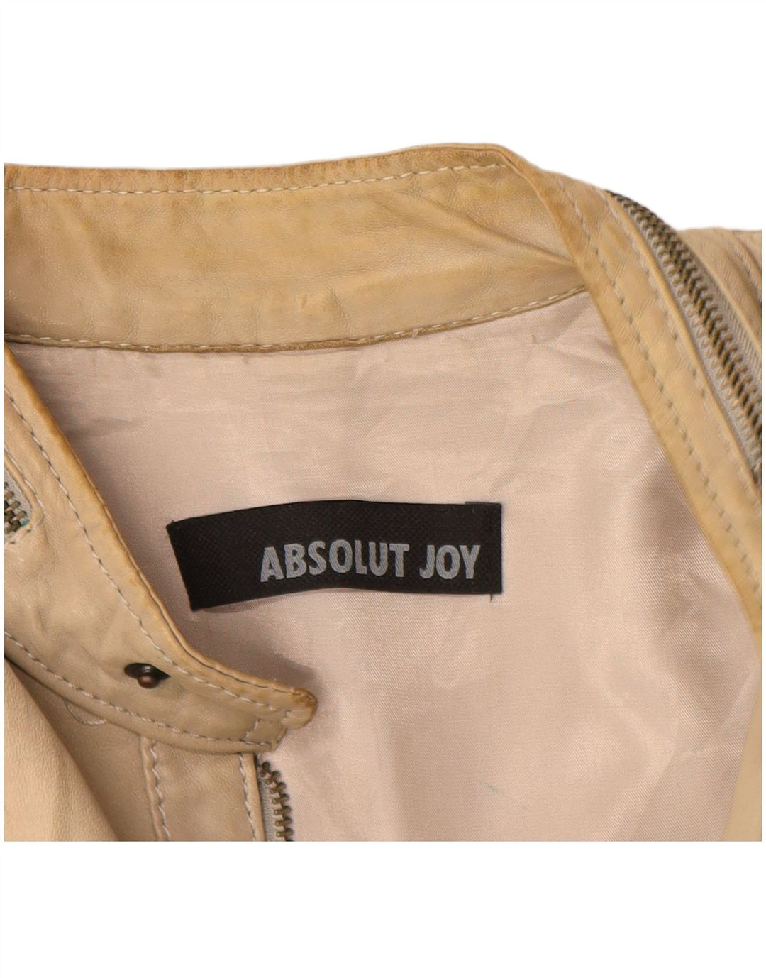 Vintage Womens Leather Jacket UK 16 Large Beige Leather