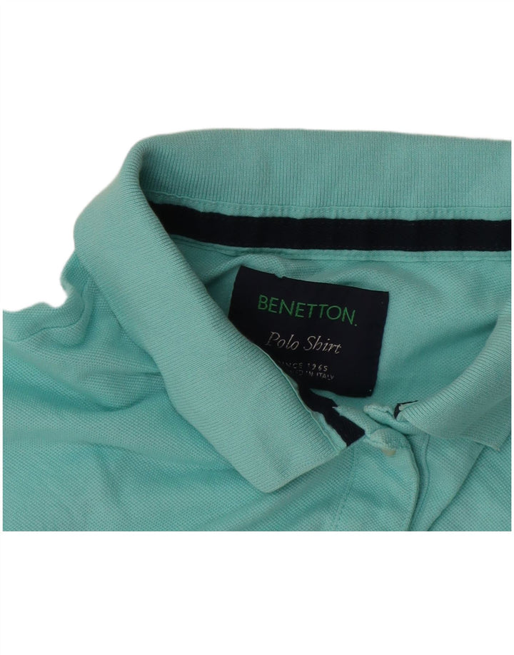 Benetton Womens Polo Shirt UK 16 Large Turquoise
