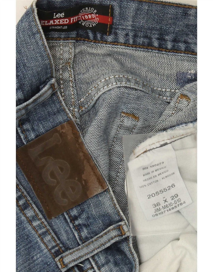 Lee Mens Relaxed Fit Straight Jeans W38 L29 Blue Cotton