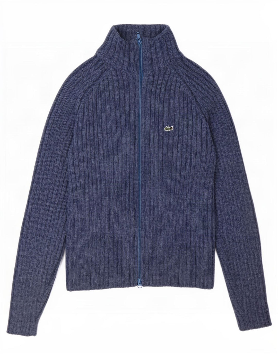 Lacoste Womens Regular Fit Cardigan Sweater Size 38 Medium Blue Wool