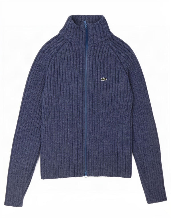 Lacoste Womens Regular Fit Cardigan Sweater Size 38 Medium Blue Wool