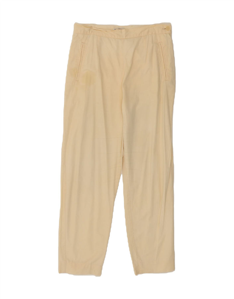 SISLEY Womens High Waist Straight Casual Trousers W32 L26 Off White Cotton Vintage Sisley and Second-Hand Sisley from Messina Hembry 