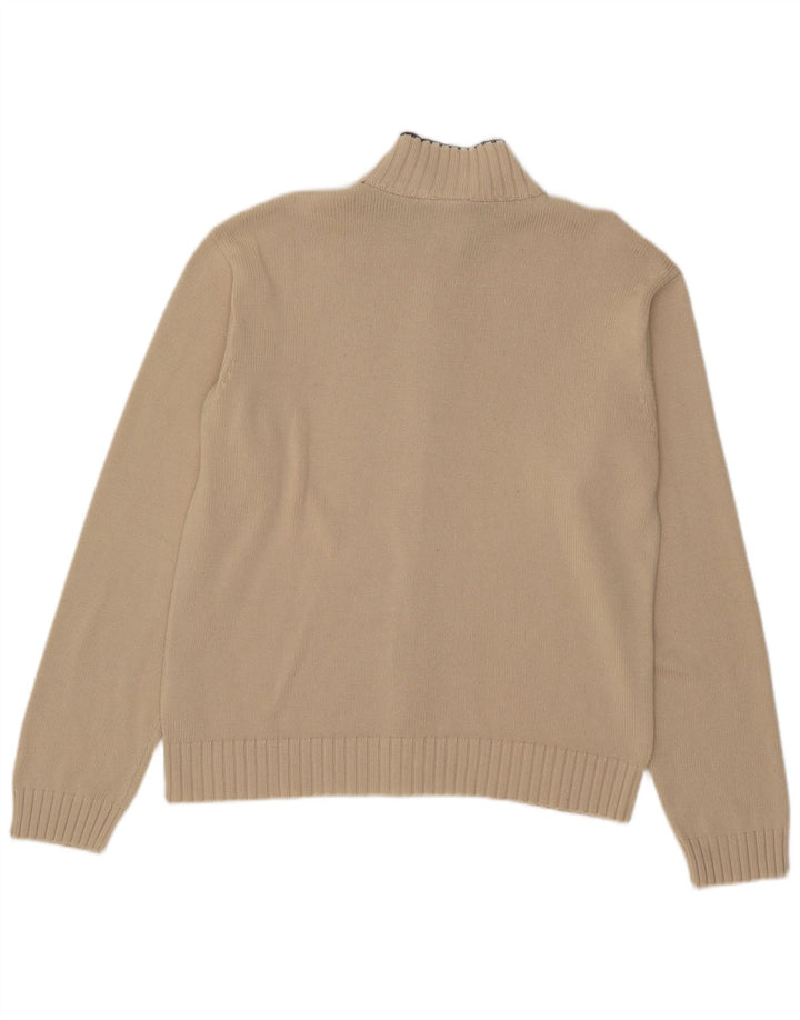 Adidas Mens Cardigan Sweater Medium Beige Acrylic