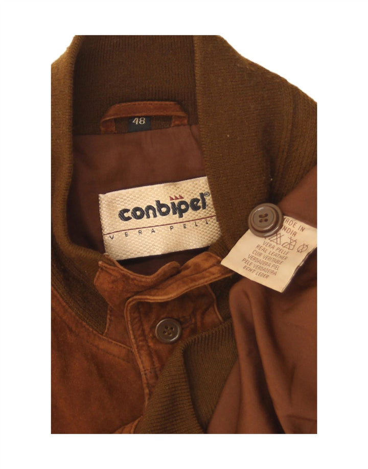 Conbipel Mens Suede Bomber Jacket IT 48 Medium Brown Leather