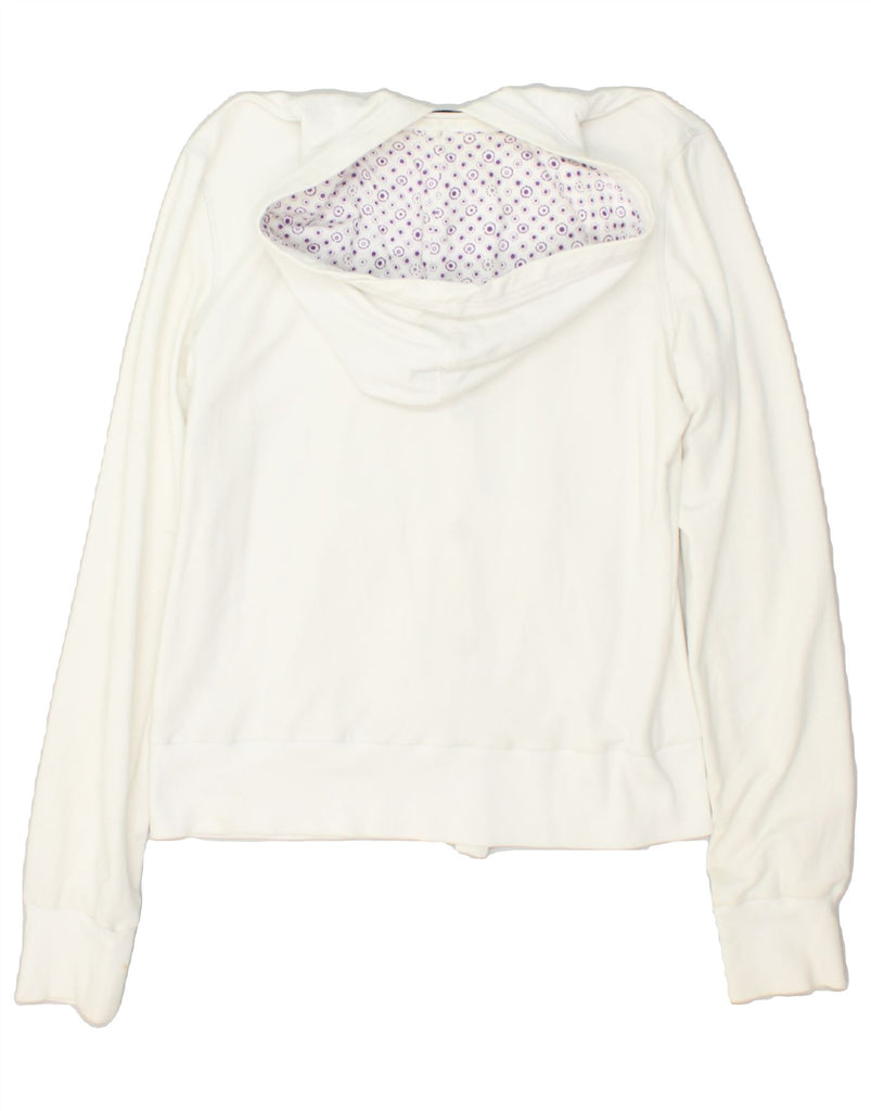 AVIREX Womens Hooded Tracksuit Top Jacket UK 14 Large Off White Cotton | Vintage Avirex | Thrift | Second-Hand Avirex | Used Clothing | Messina Hembry 