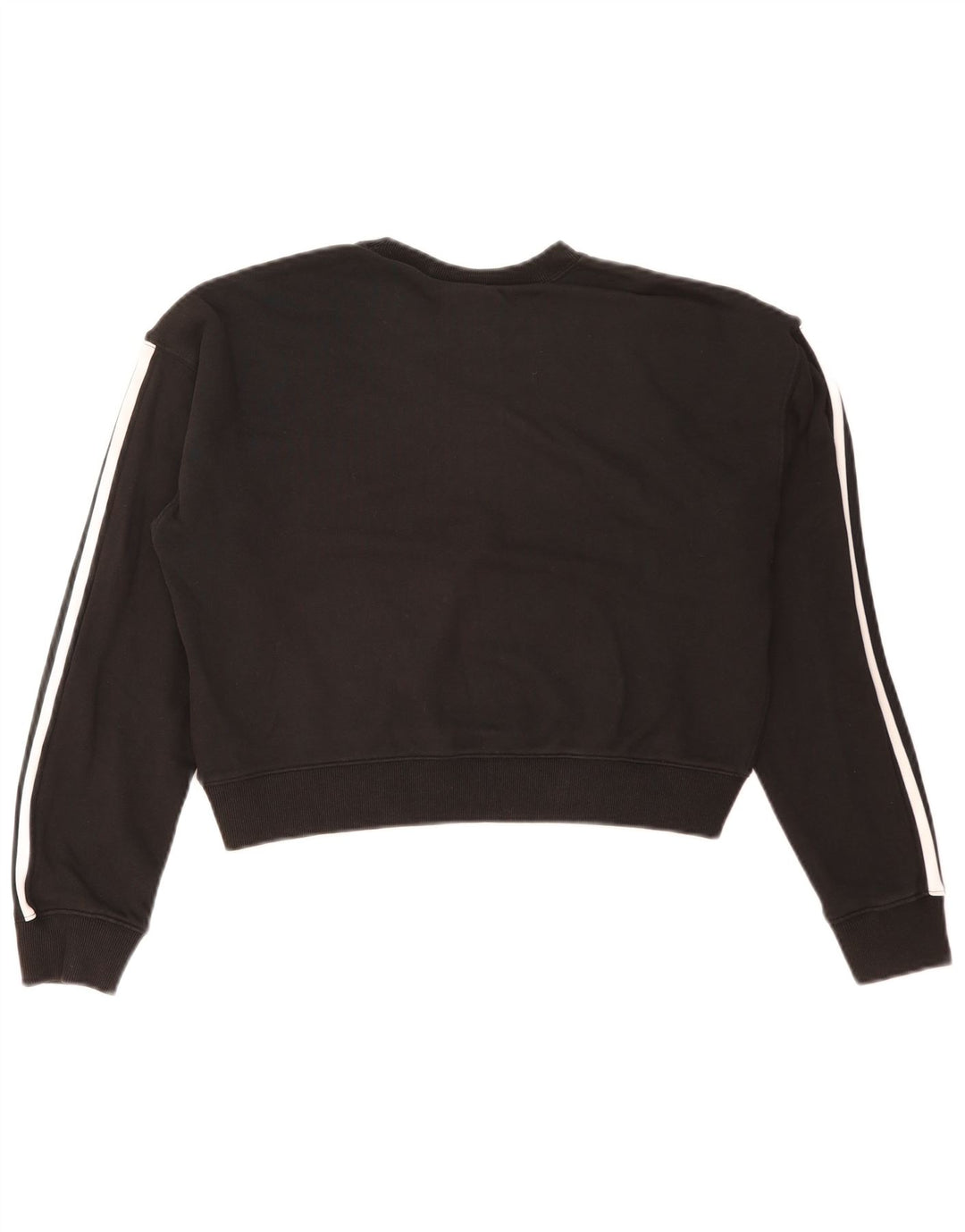 Adidas Womens Oversized Crop Sweatshirt Jumper UK 8 Small Black Cotton