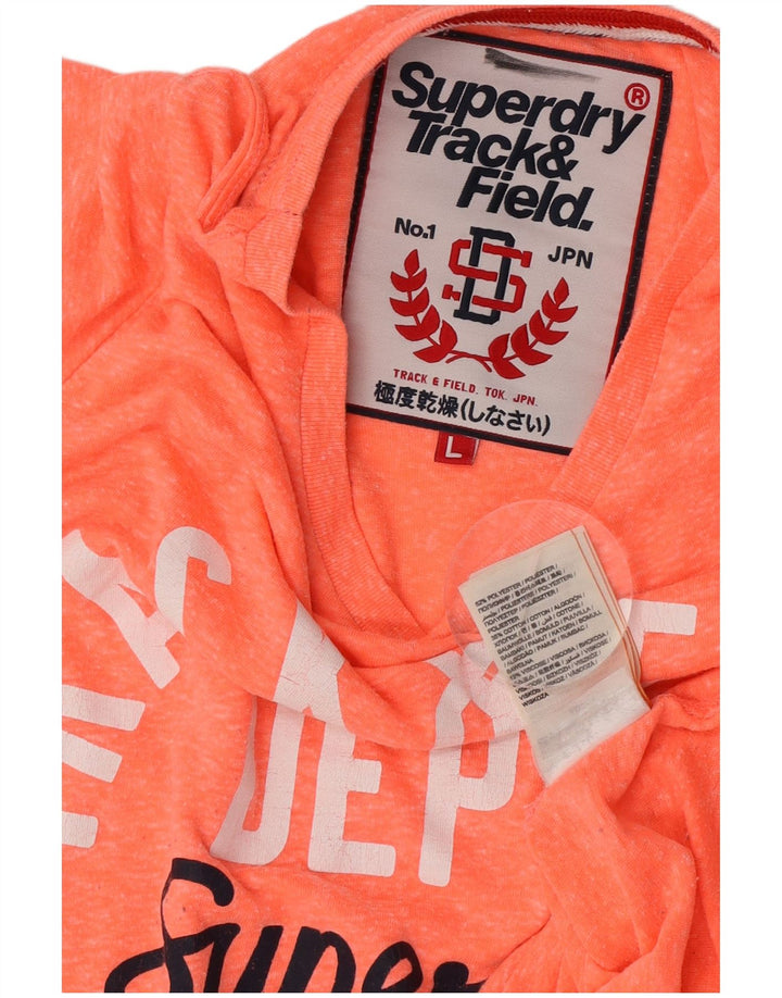 Superdry Womens Graphic T-Shirt Top UK 14 Large Orange Flecked Polyester