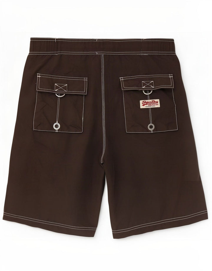 Superdry Mens Graphic Swimming Shorts Small Brown Polyester