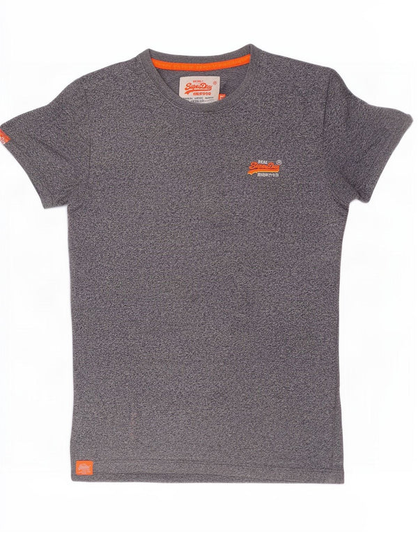Superdry Mens T-Shirt Top Small Grey Flecked Cotton