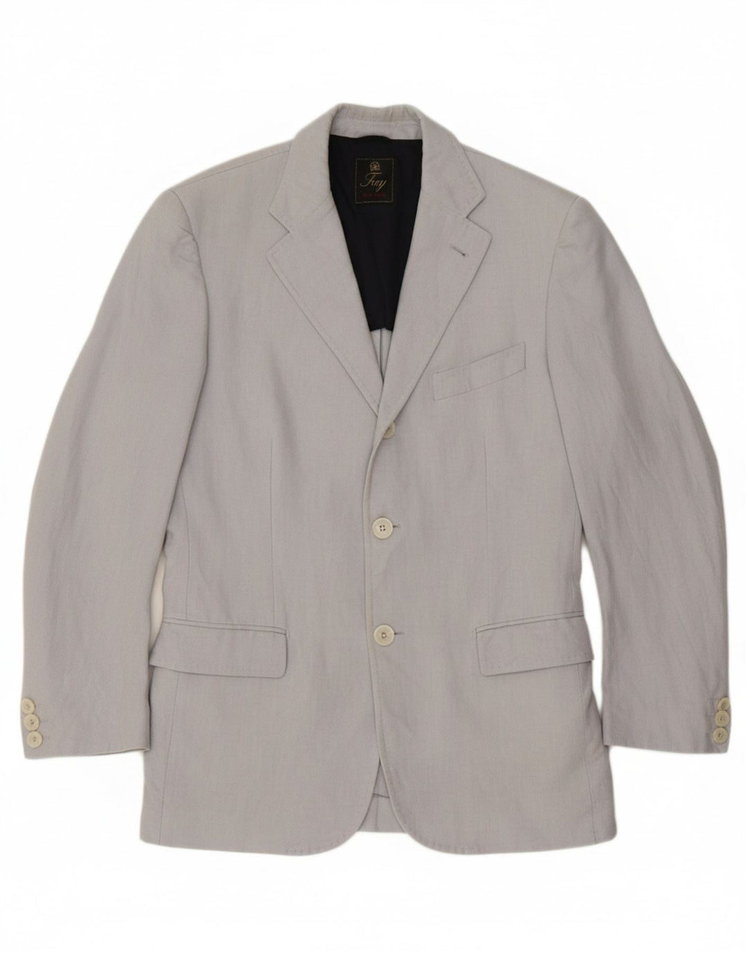 FAY Mens 3 Button Blazer Jacket IT 48 Medium Grey Cotton