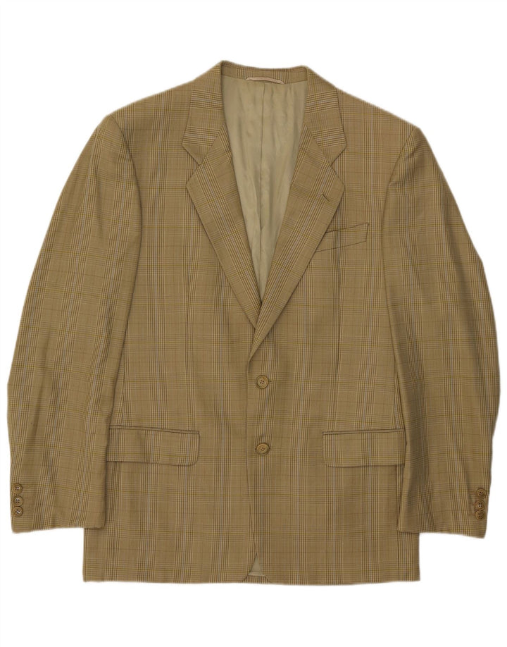 Prestigio Mens 2 Button Blazer Jacket UK 38 Medium Green Check Wool