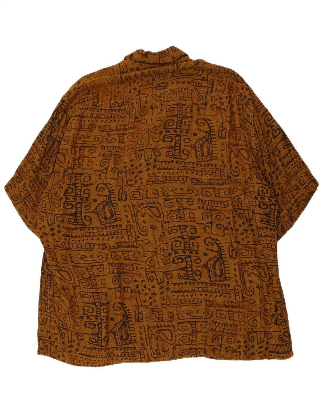 Ingram Mens Abstract Pattern Short Sleeve Shirt Size 43 17 XL Brown Viscose