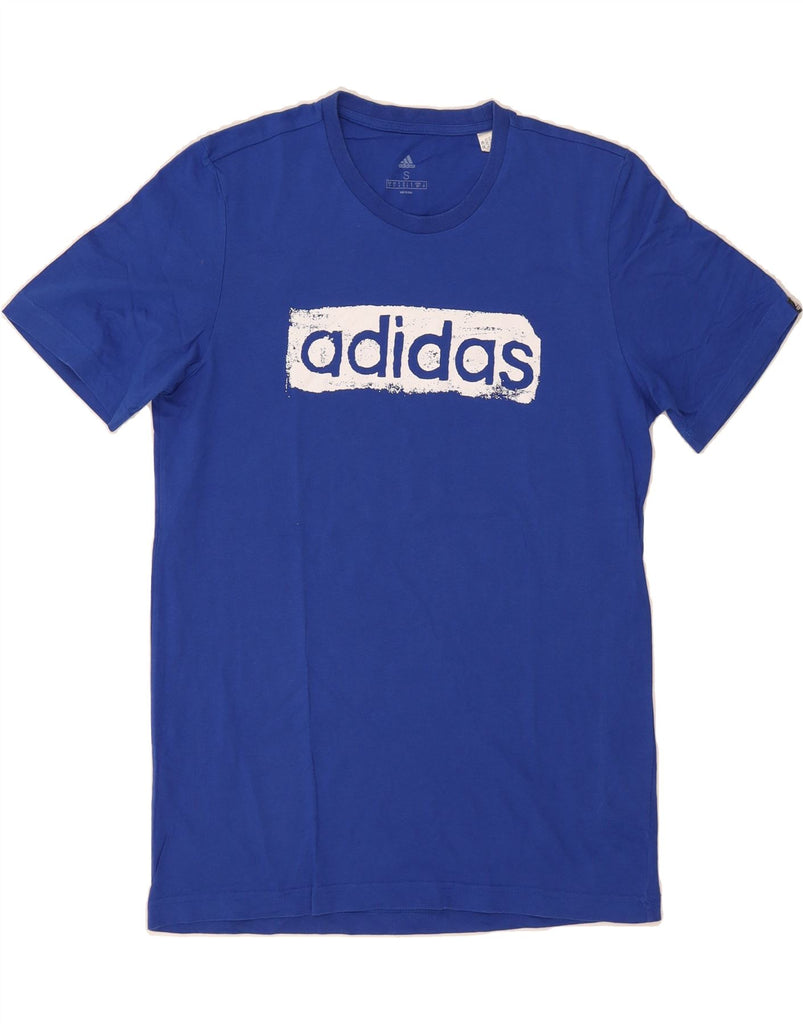 ADIDAS Mens Graphic T-Shirt Top Small Blue Cotton Vintage Adidas and Second-Hand Adidas from Messina Hembry 