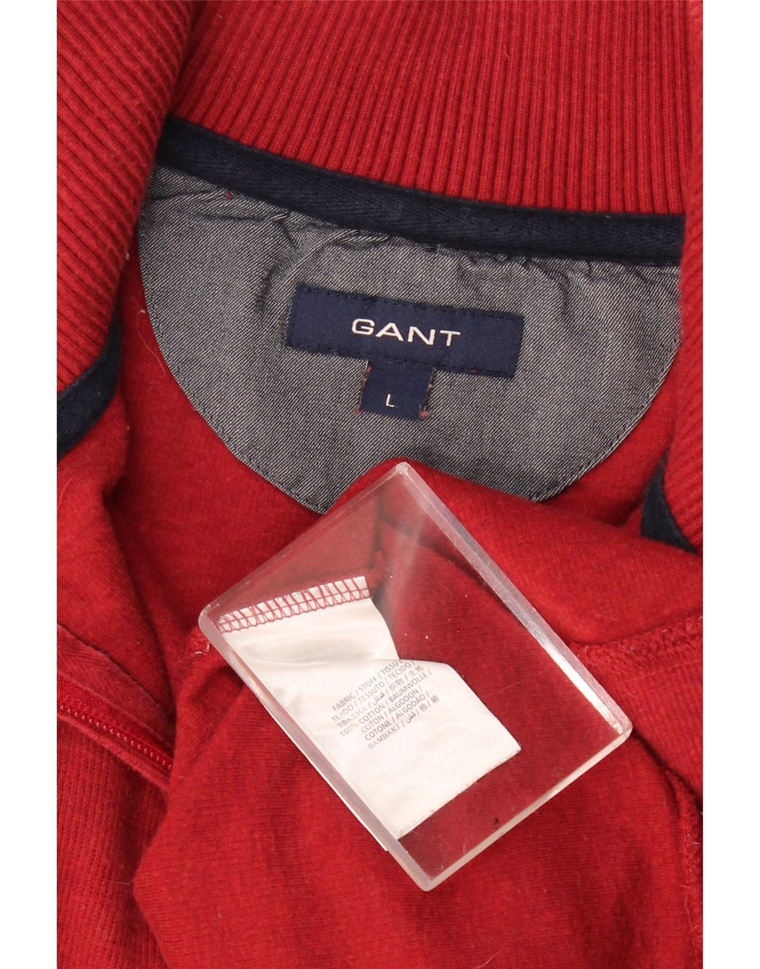 GANT Mens Zip Neck Jumper Sweater Large Burgundy Cotton