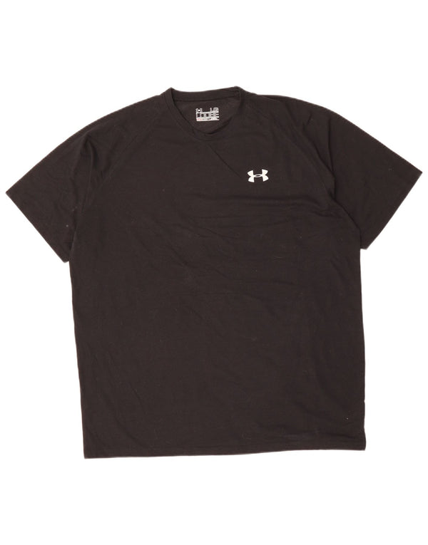 UNDER ARMOUR Mens Heat Gear T-Shirt Top Large Black Polyester