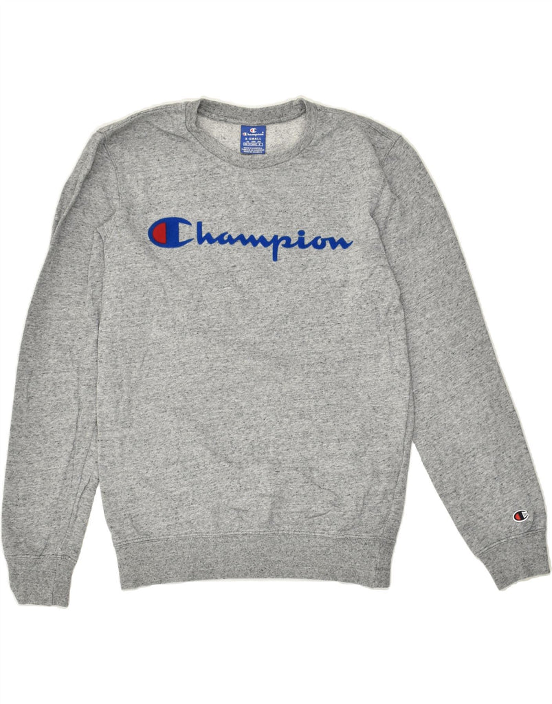 CHAMPION Mens Graphic Sweatshirt Jumper XS Grey Cotton | Vintage Champion | Thrift | Second-Hand Champion | Used Clothing | Messina Hembry 