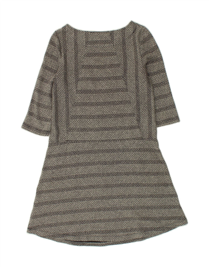 WHITE STUFF Womens 3/4 Sleeve A-Line Dress UK 10 Small Grey Striped Vintage White Stuff and Second-Hand White Stuff from Messina Hembry 