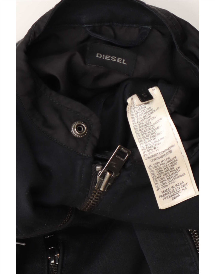 Diesel Mens Biker Jacket UK 36 Small Navy Blue Cotton