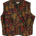 Vintage Womens Crop Waistcoat UK 14 Medium Multicoloured Patchwork