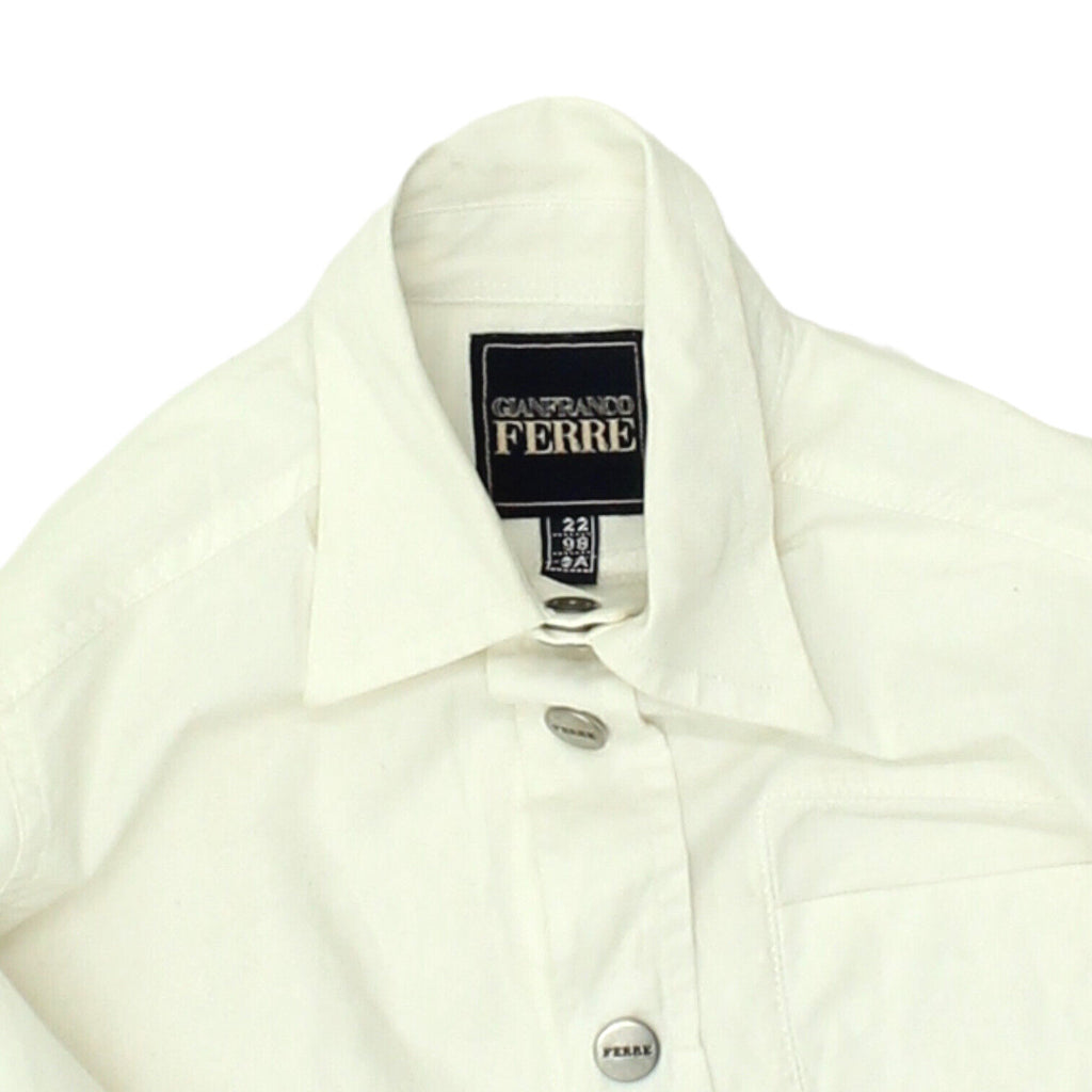Gianfranco Ferre Boys White Snap Popper Shirt | Vintage High End Kids Designer | Vintage Messina Hembry | Thrift | Second-Hand Messina Hembry | Used Clothing | Messina Hembry 