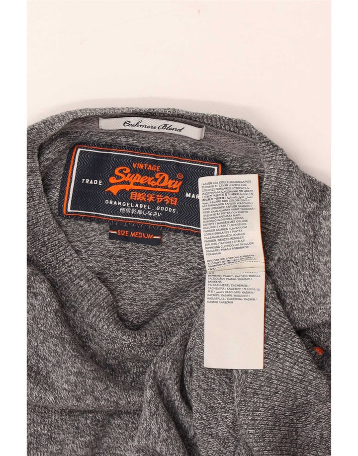 Superdry Mens Boat Neck Jumper Sweater Medium Grey Cotton
