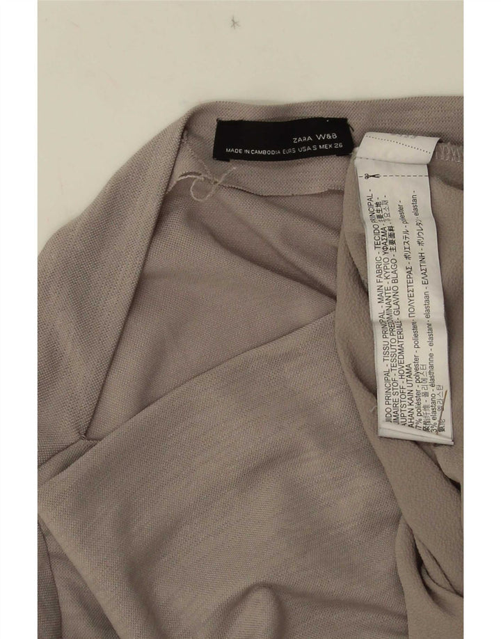 Zara Womens Long Sleeve Asymmetric Tunic Top UK 10 Small Grey Polyester