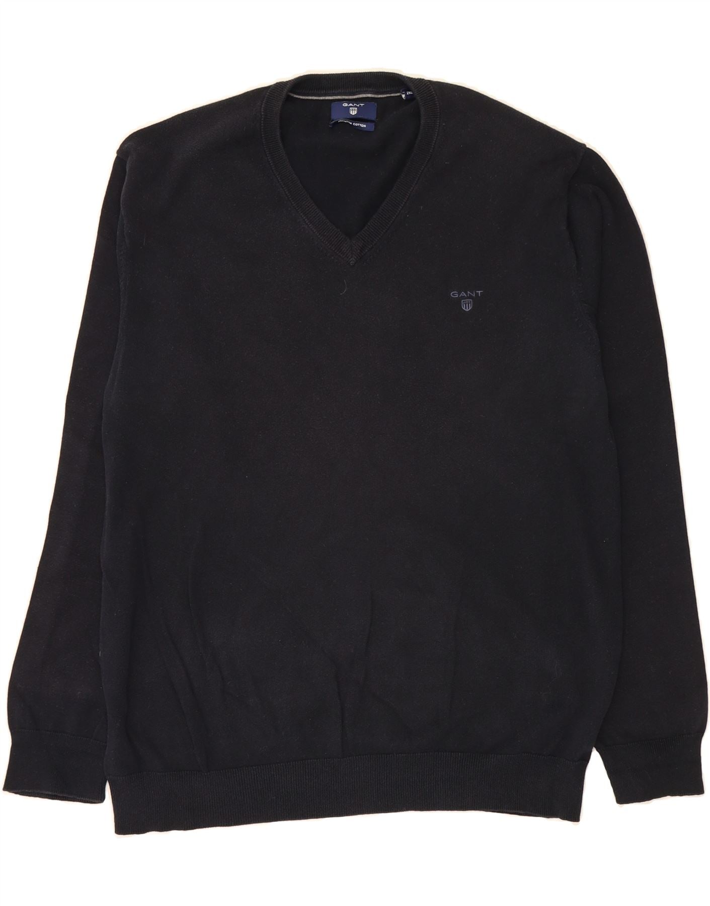 GANT Mens V-Neck Jumper Sweater 2XL Navy Blue Cotton Vintage